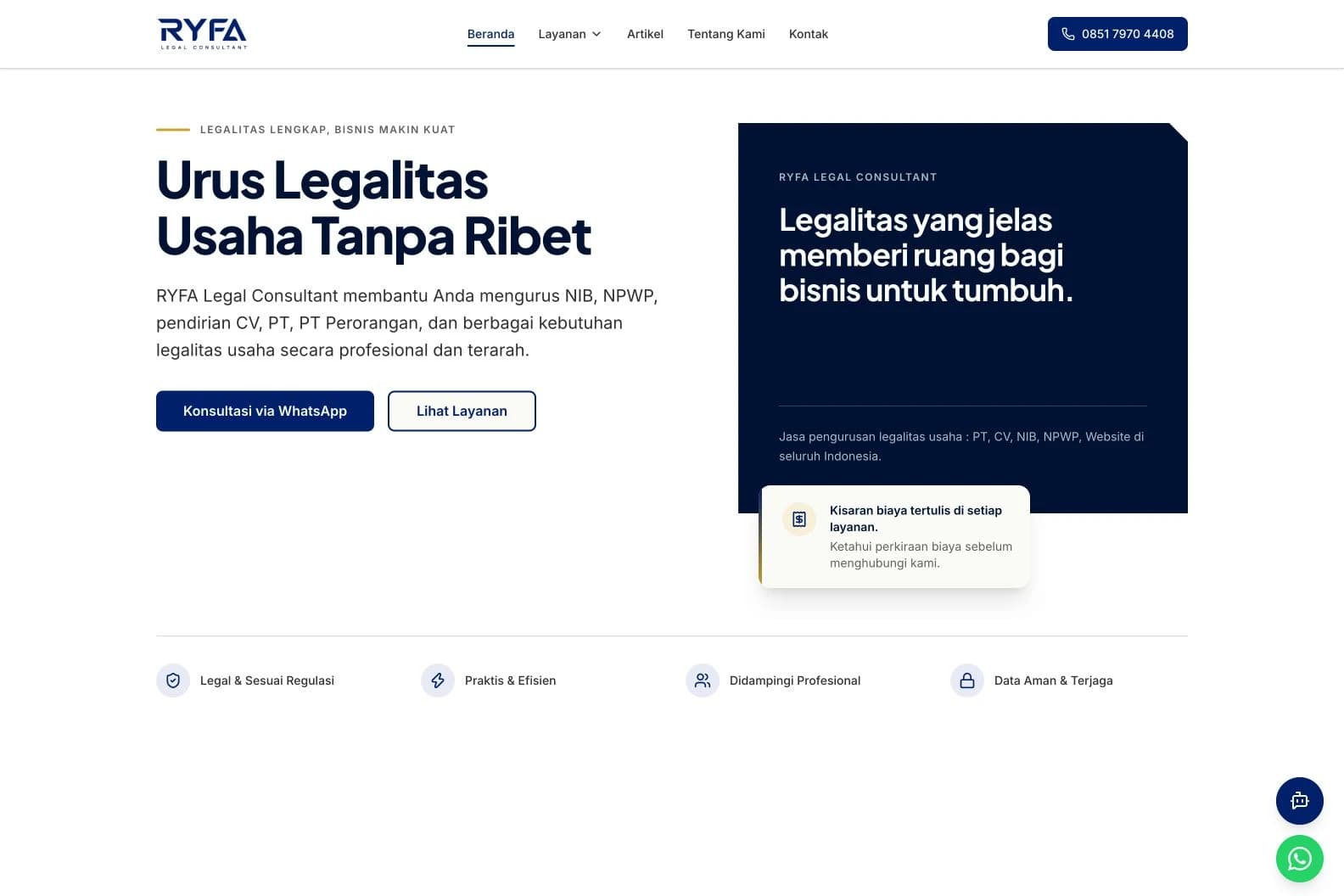 Ryfa Legal Consultant website homepage